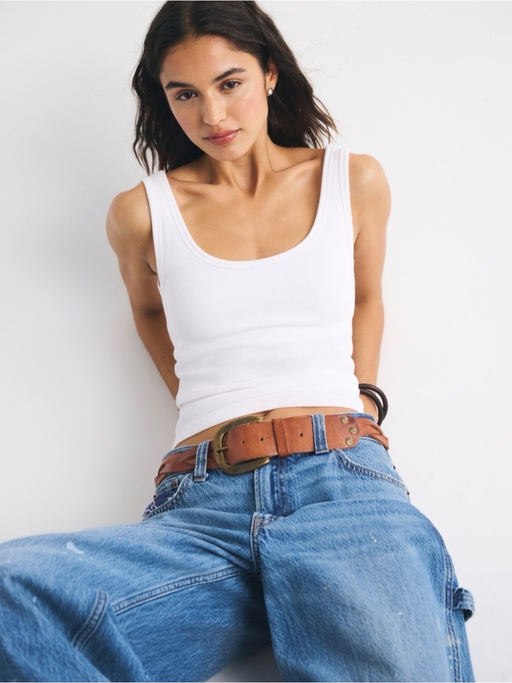 Bra-Free Rib Scoop Neck Tank Abercrombie & Fitch